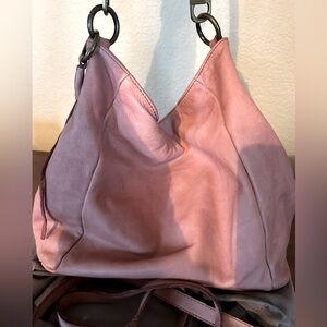 Dusty Mauve Leather Hobo Bag
